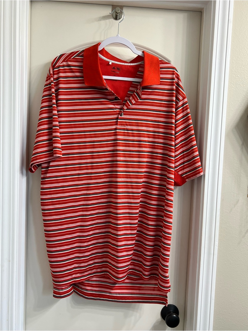 Adidas Red Striped Polo Shirt